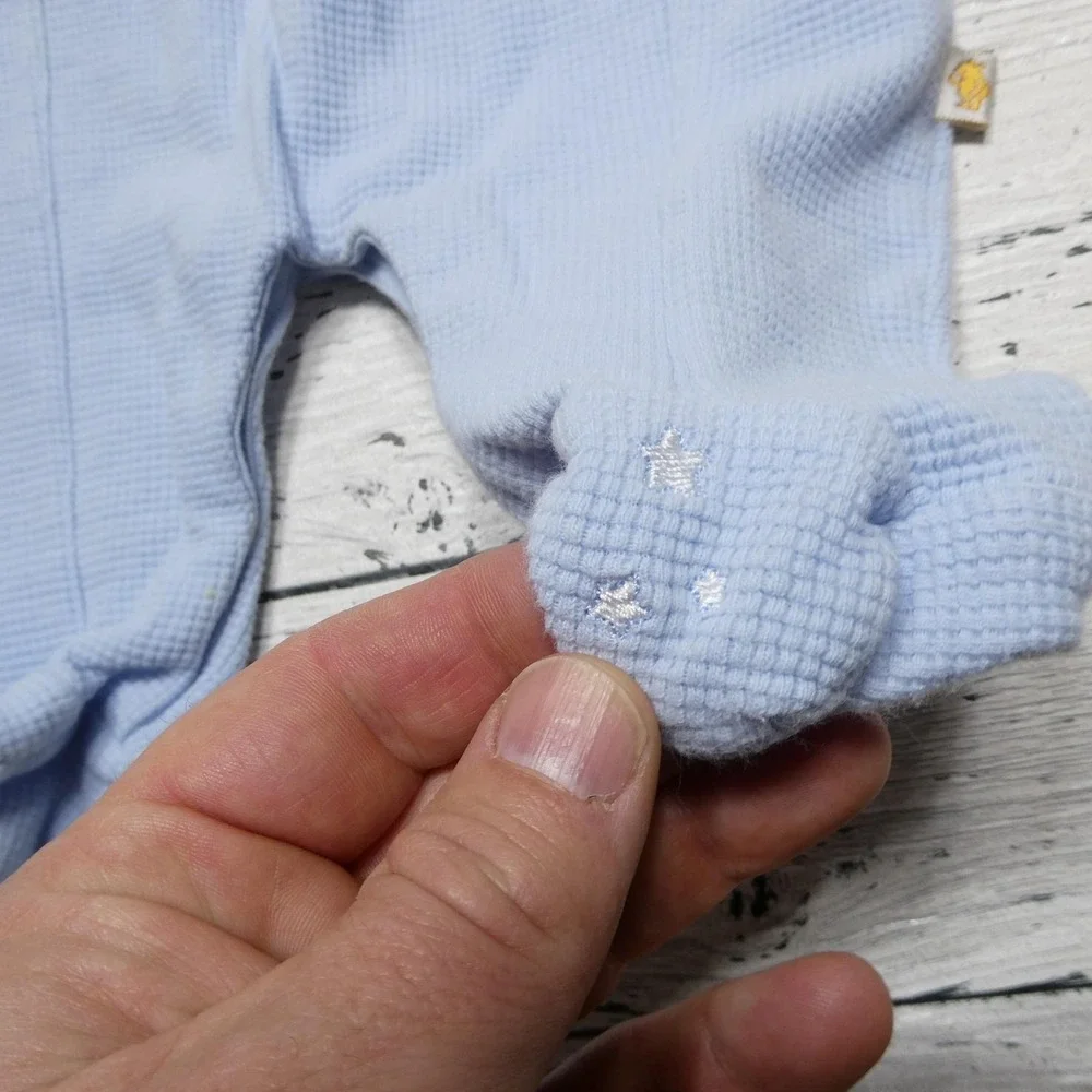 Classic Pooh Overalls Baby Boys 0-3 Months Blue Knit Footed Winnie The Pooh